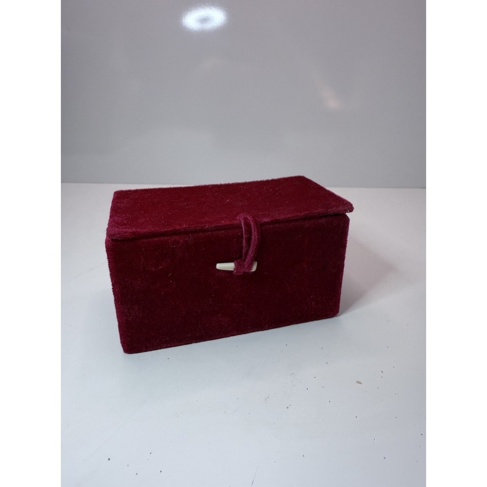 Vintage Hand Blown Glass Christmas Ornament Red Teardrop w/ Tree & Velvet Box - Picture 4 of 4